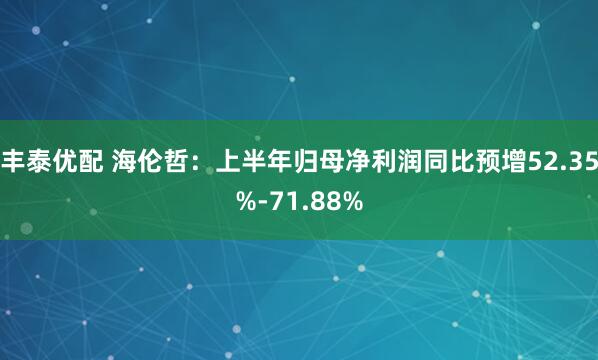 丰泰优配 海伦哲：上半年归母净利润同比预增52.35%-71.88%